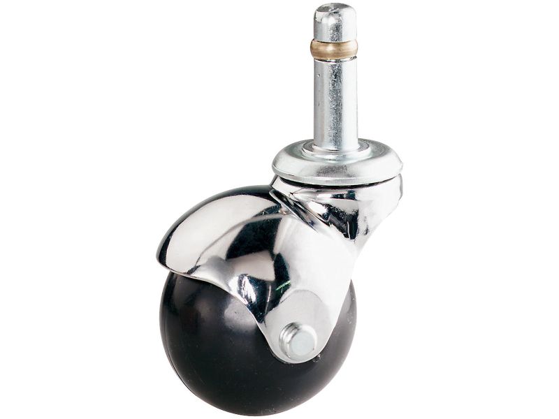 2-Inch Office Chair Stem Caster, Bright Chrome Hooded Ball, 1-Pack