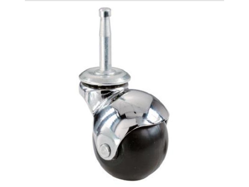 2-Inch Office Chair Stem Caster, Bright Chrome, Hooded Ball, 2-Pack