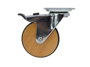 3-Inch Wood Designer Casters, Wooden Trunk w/Brake