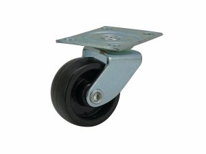 1-1/4-Inch Plastic Swivel Plate, Silver & Black Caster, 4-Pack