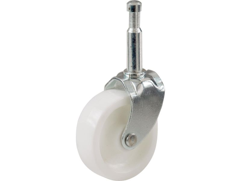 1-5/8-Inch Plastic Swivel Stem, Silver & White Caster, 4-Pack
