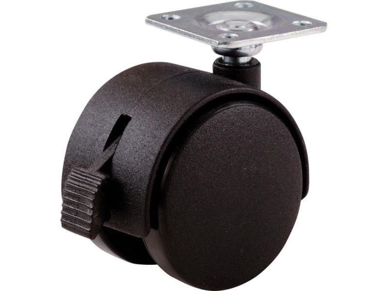 2-Inch Office Chair Plate Caster, Twin Wheel w/ Brake, 1-Pack