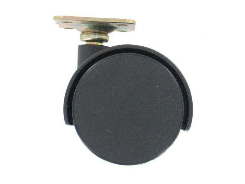 2-Inch Office Chair Plate Caster, Twin Wheel w/ Bright Brass Hood, 1-Pack