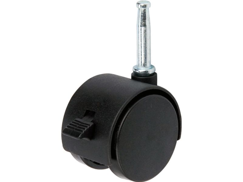 2-Inch Office Chair Stem Caster, Twin Wheel w/ Brake, 1-Pack