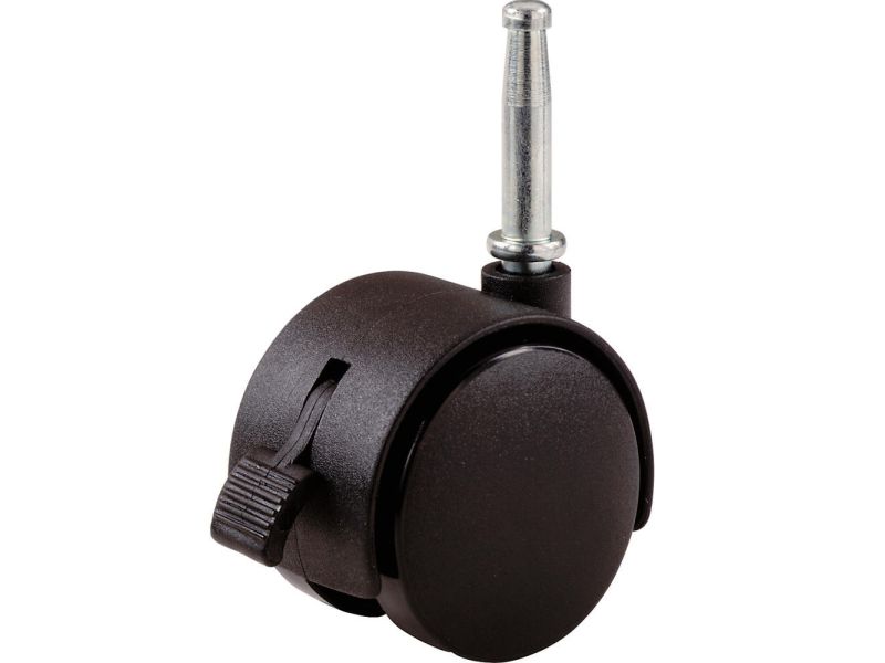 2-Inch Office Chair Stem Caster, Twin Wheel w/ Brake, 2-Pack