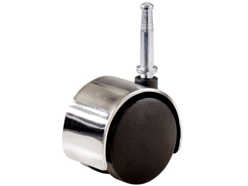 2-Inch Office Chair Stem Caster, Twin Wheel w/ Bright Chrome Hood, 1-Pack