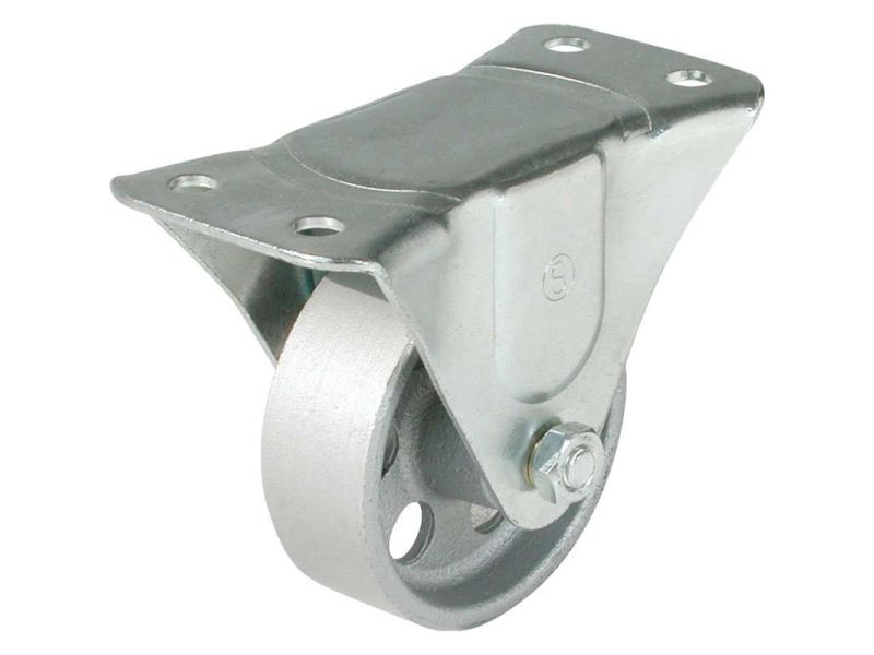 4-Inch Rigid Plate Cast Iron Caster, 500-lb Load Capacity