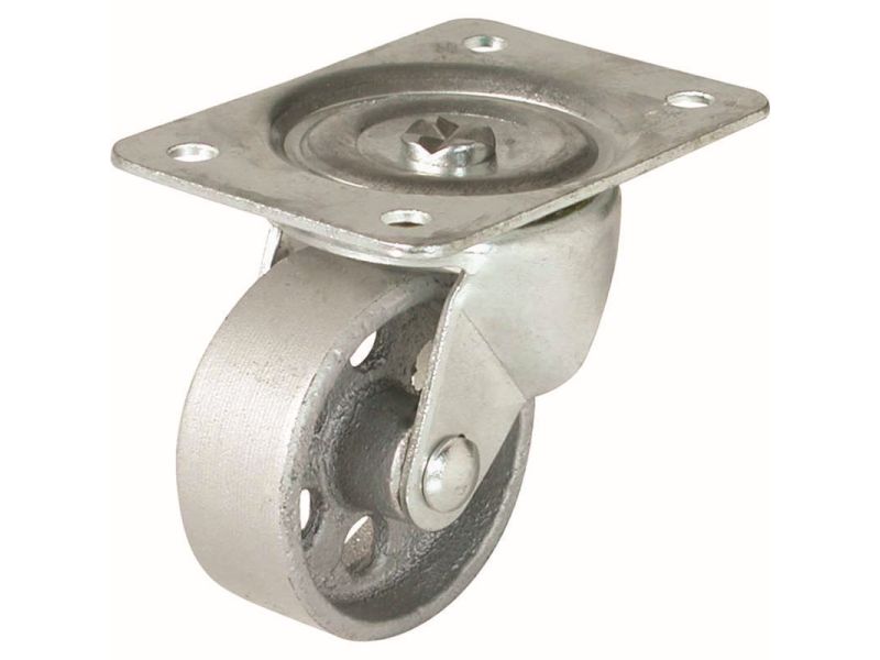 4-Inch Swivel Plate Cast Iron Caster, 500-lb Load Capacity
