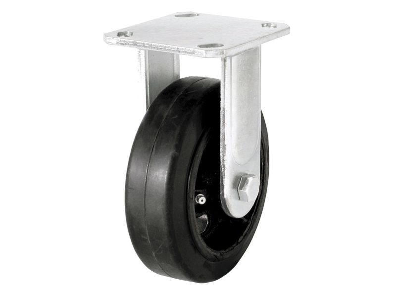 8-Inch Mold-On Rubber Rigid Plate Caster, 500-lb Load Capacity