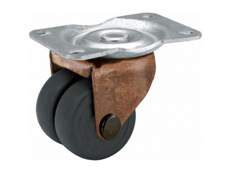 2-Inch Dual Wheel Swivel Plate Soft Rubber Caster, 160-lb Load Capacity