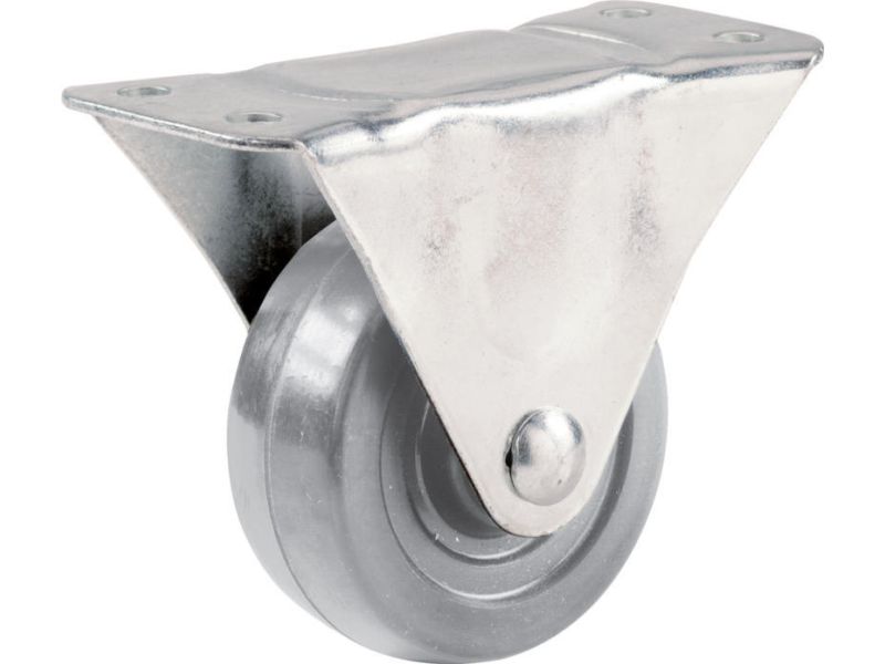 2-1/2-Inch Hard Rubber Rigid Plate Caster, 175-lb Load Capacity
