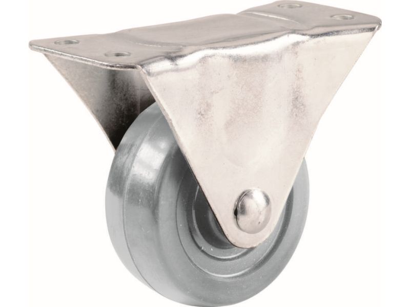 3-Inch Hard Rubber Rigid Plate Caster, 210-lb Load Capacity