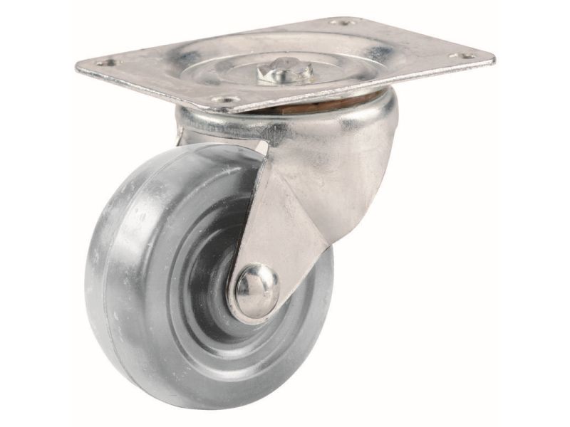 3-Inch Hard Rubber Swivel Plate Caster, 210-lb Load Capacity