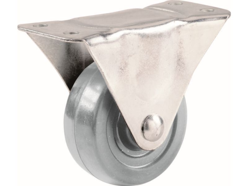 4-Inch Hard Rubber Rigid Plate Caster, 255-lb Load Capacity