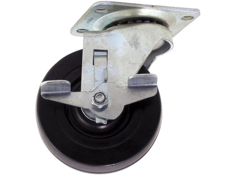 4-Inch Polypropylene Wheel Swivel Plate Caster with Brake, 250-lb Load Capacity