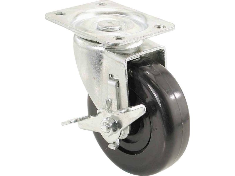 4-Inch Polypropylene Wheel Swivel Plate Caster with Brake, 275-lb Load Capacity