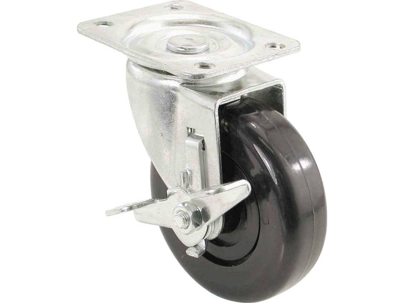 4-Inch Polypropylene Wheel Swivel Plate Caster with Brake, 275-lb Load Capacity