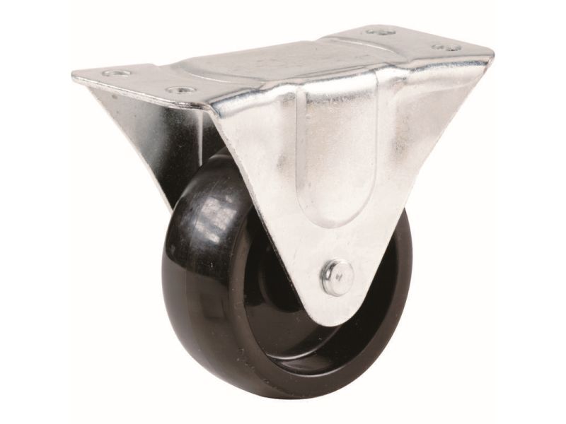5-Inch Rigid Plate Caster, Rubber Wheel, 325-lb Load Capacity