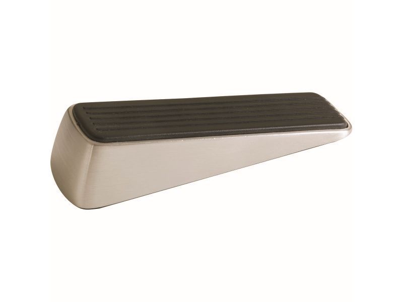 Designer Satin Nickel Door Wedge with Non-Skid Rubber Base Grip