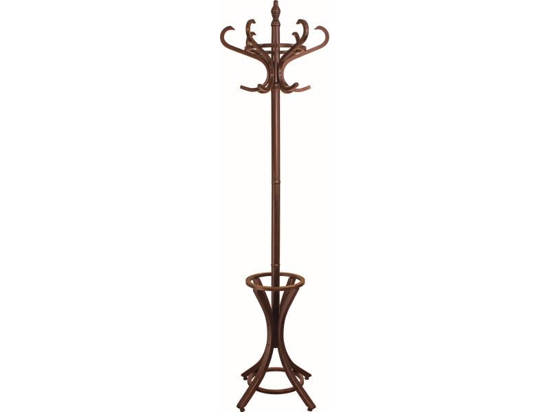 Headbourne Floor Standing Hat and Coat Rack with Umbrella Stand, Solid Wood with Dark Walnut Finish