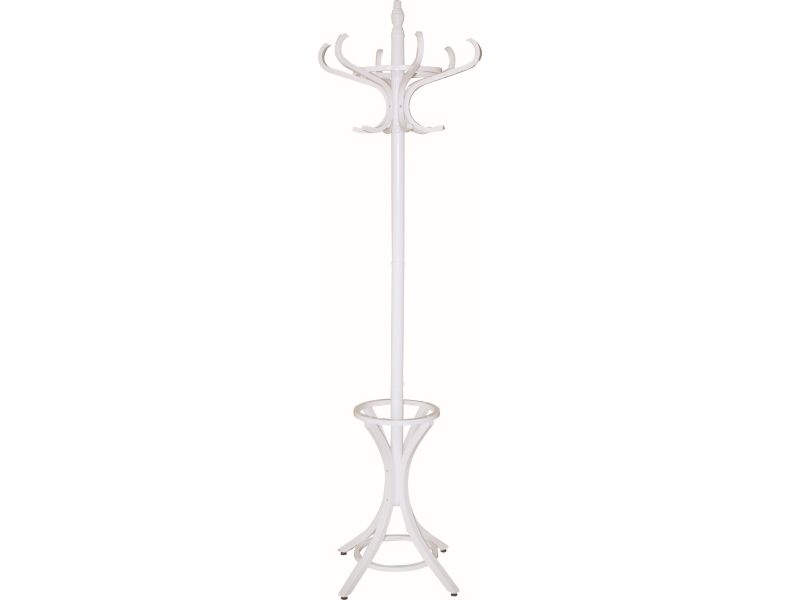 Headbourne Floor Standing Hat and Coat Rack with Umbrella Stand, Solid Wood with White Finish