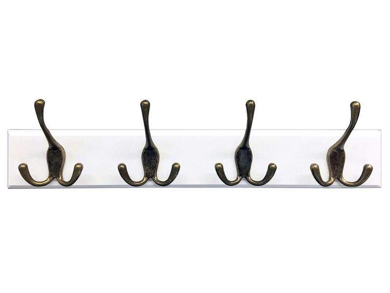Headbourne 18�� White Hook Rail / Coat Rack with 4 Antique Bronze Triple Hooks