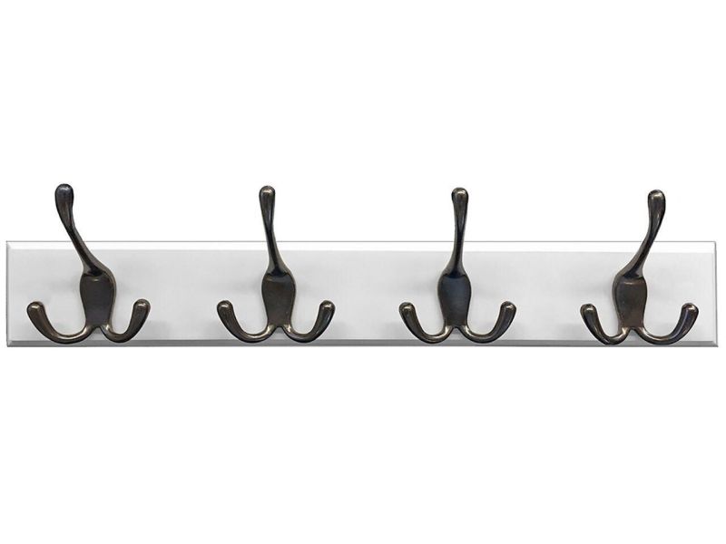 Headbourne 18�� White Hook Rail / Coat Rack with 4 Black Nickel Triple Hooks