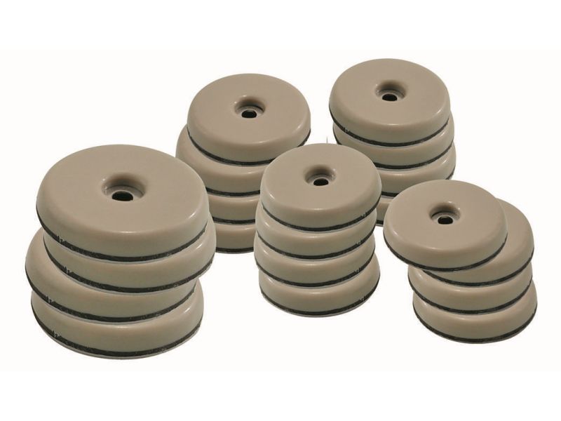 1-Inch and 1-1/2-Inch Round, Adhesive Slide Glide Furniture Sliders, Beige, 20-Count