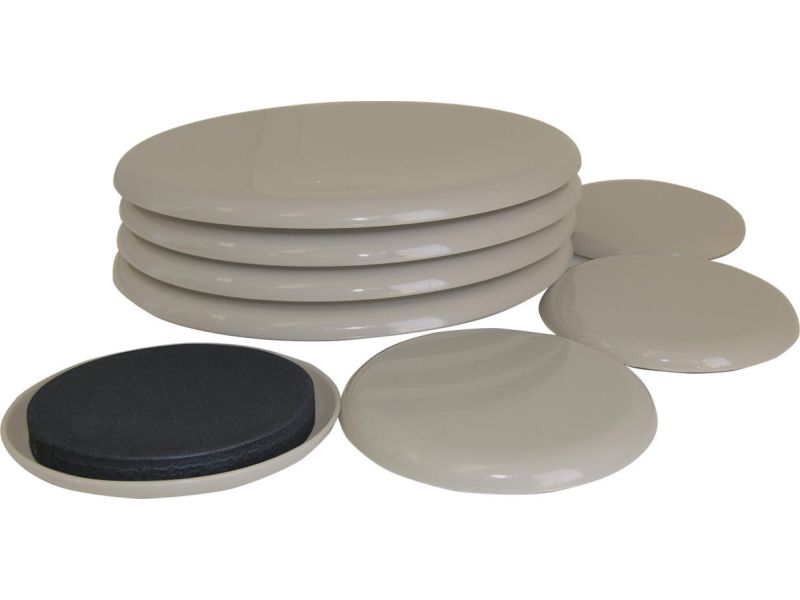 7-Inch and 3-1/2-Inch Reusable, Round, Slide Glide Furniture Sliders, Beige, 8-Pack