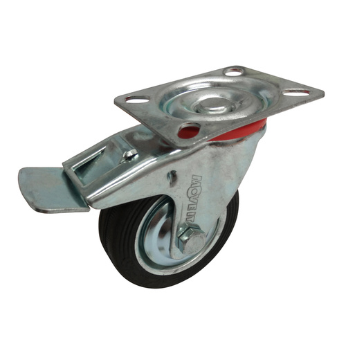 75mm Black Rubber Castors 50kg 1PC