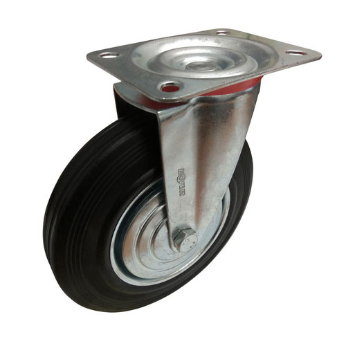 200mm Black Rubber Castors 185kg 1PC