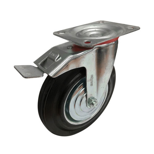 200mm Black Rubber Castors 185kg 1PC