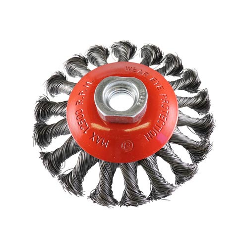 Steel Twist Knot Conical Brush- 100mm x M14 1P