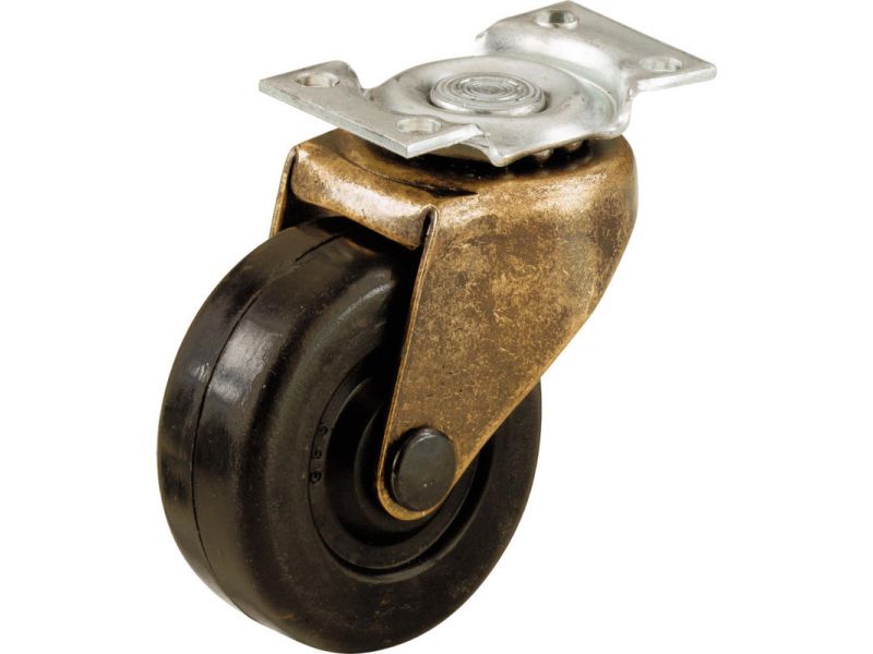 2-Inch Swivel Plate Caster, Rubber Wheel, 80-lb Load Capacity