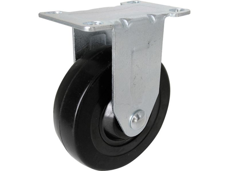 3-Inch Rigid Plate Caster, Soft Rubber Wheel, 110-lb Load Capacity
