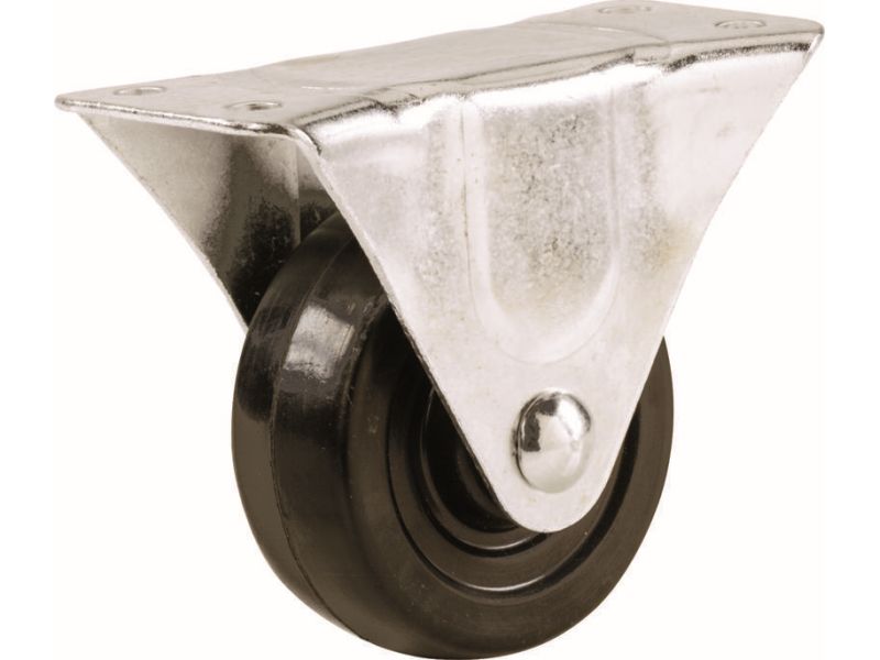 3-Inch Soft Rubber Rigid Plate Caster, 175-lb Load Capacity