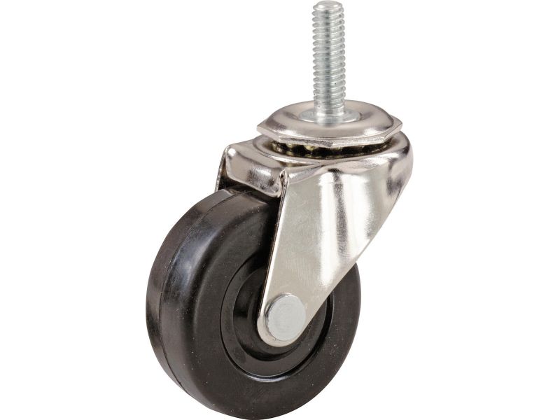 3-Inch Stem Caster, Soft Rubber Wheel, 3/8-Inch Stem Diameter, 90-lb Load Capacity