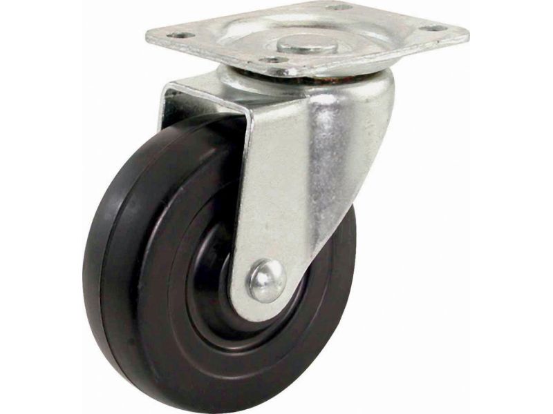 3-Inch Swivel Plate Caster, Soft Rubber Wheel, 110-lb Load Capacity