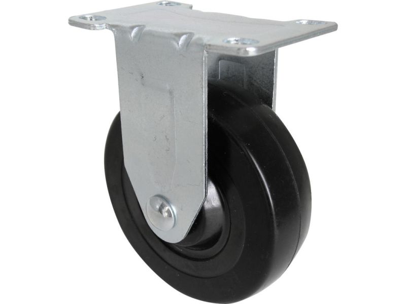 4-Inch Rigid Plate Caster, Rubber Wheel, 200-lb Load Capacity