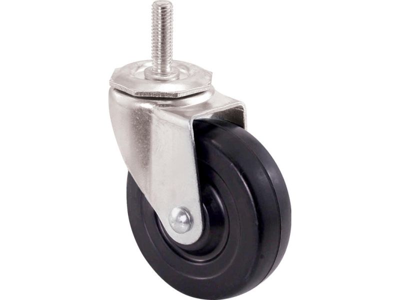 4-Inch Soft Rubber Swivel Stem Caster, 1/2-Inch Stem Diameter, 200-lb Load Capacity