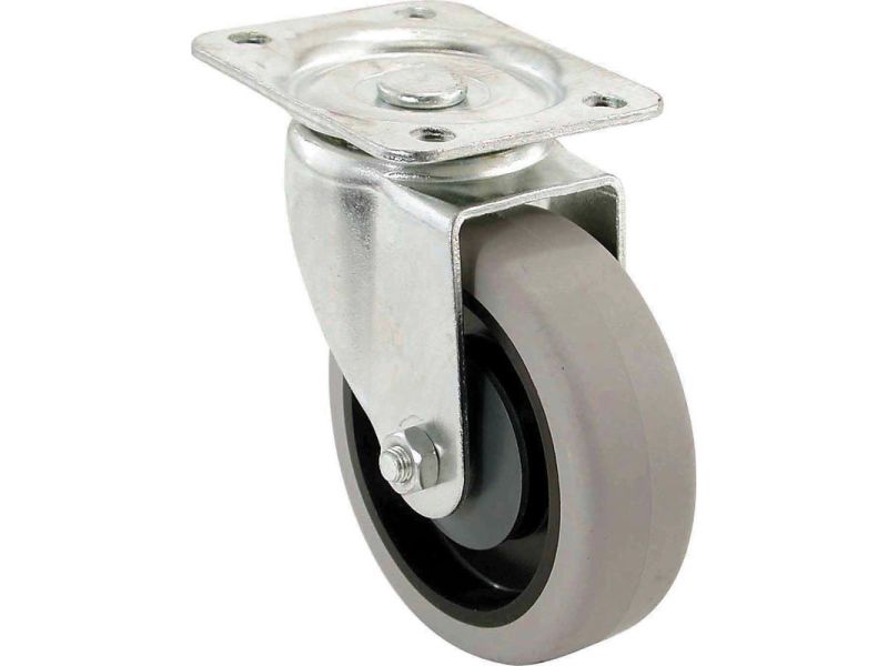 4-Inch Swivel Plate Caster, Rubber Wheel, 250-lb Load Capacity
