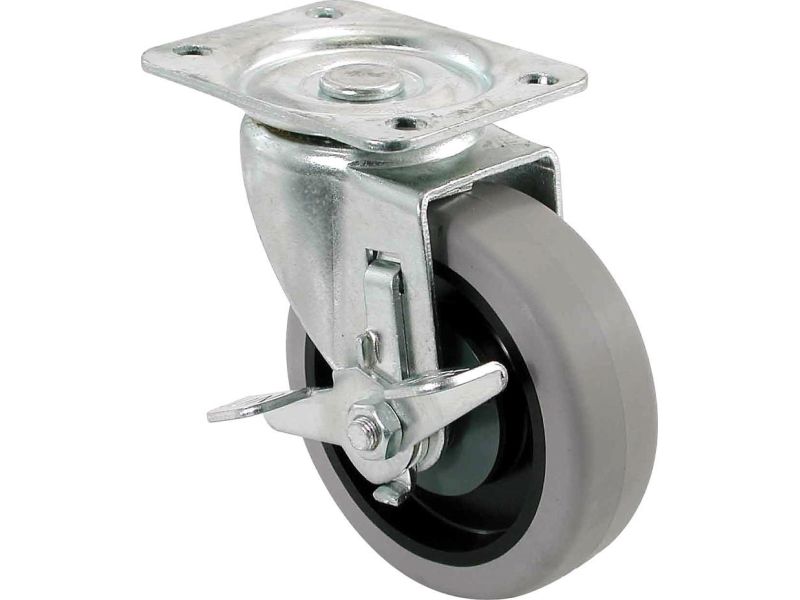 4-Inch Swivel Plate TPR Caster with Brake, 250-lb Load Capacity