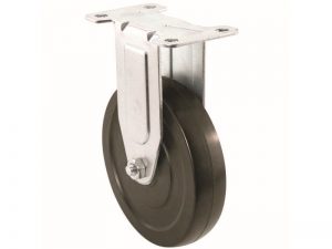 5-Inch Rubber Rigid Plate Caster, 200-lb Load Capacity