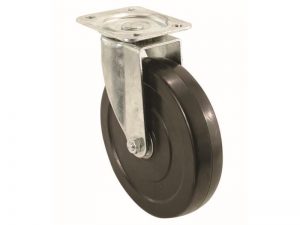 5-Inch Rubber Swivel Plate Caster, 200-lb Load Capacity