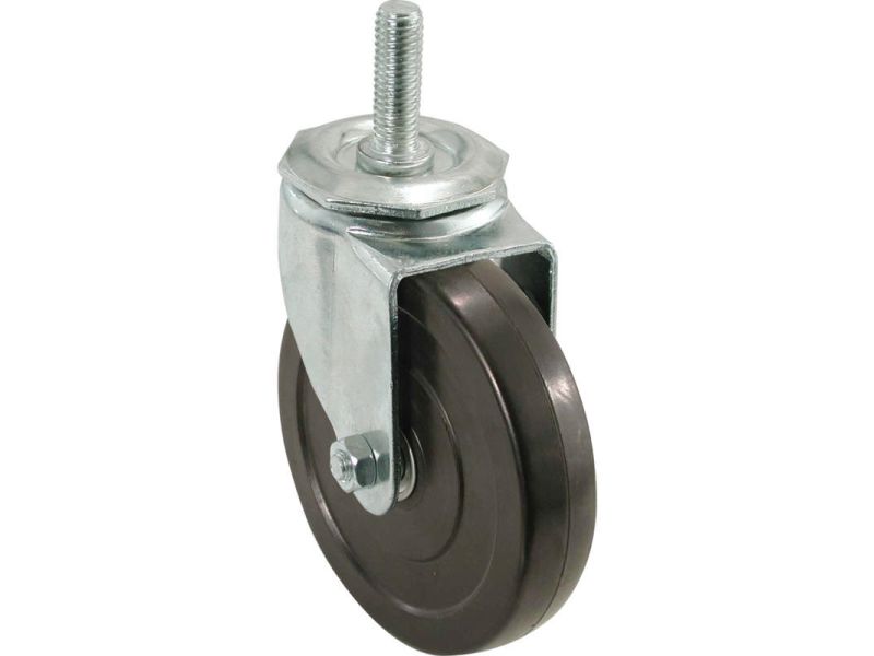 5-Inch Soft Rubber Swivel Stem Caster, 1/2-Inch Stem Diameter, 225-lb Load Capacity