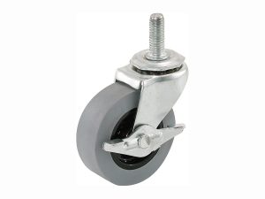 2-Inch Threaded Stem TPR Caster with Brake, 80-lb Load Capacity