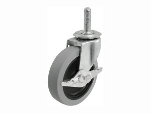 3-Inch Threaded Stem TPR Caster with Brake, 110-lb Load Capacity