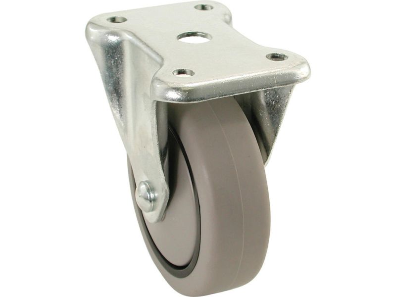 4-Inch Rigid Plate Caster, Rubber Wheel on Polypropylene Hub, 250-lb Load Capacity