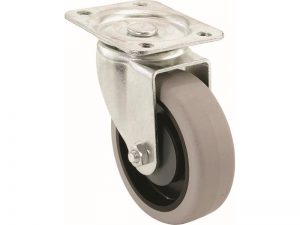 5-Inch Swivel Plate Caster, Rubber Wheel, 300-lb Load Capacity