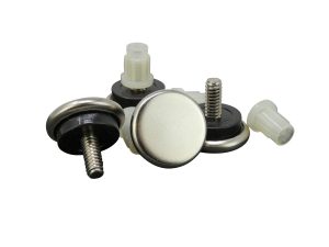 1-1/16-Inch Threaded Stem Furniture Glides, 1/4-Inch Stem Diameter, Metal Base with Rubber Cushion, 4-Pack